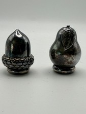 Tiffany & Co Sterling Silver Acorn & Pear Salt Pepper Shakers 925 Rare Set picture