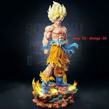 H37CM Saiyan Son Goku Statue With Half Bust Anime Figure Model Collectibles Toys picture
