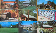 Lot of 9 Covered Bridges  VERMONT    Old  Postcards    VT State Map picture
