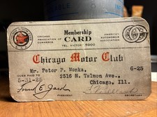 Original 1925 Chicago Motor Club Card picture