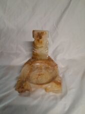 Vintage Hand Carved & Etched Onyx Stone Totem Tiki Aztec Trinket Dish picture