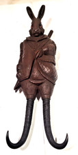 ANTIQUE BLACK FOREST SWISS WOOD CARVED MUSICAL RABBIT WALL WHIP GOAT HOOK picture