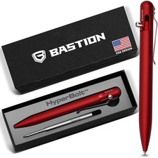BASTION Aluminum Regal Red Bolt Action Ink Pen | EDC Pocket Mens Gift Metal picture