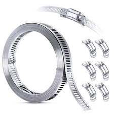 304 Stainless Steel Hose Clamp Assortment Kit Diy Cut-to-fit 12 Ft Silver New picture