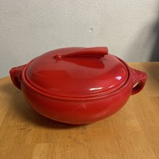 Vtg HALL’S Sundial Red Casserole MCM Glossy Finish Retro Groovy Imperfect picture