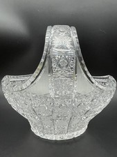 TOM Bohemia Crystal Queen Lace 24%PbO Basket Dish Czechoslovakia Hand Cut picture