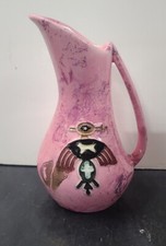  Vintage Pink Native American Ceramic Glaze Bird Pitcher Vase, Arizona Pottery picture