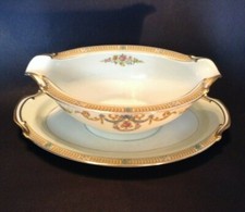 Noritake Tybalt - Gravy Boat With Attached Plate - Blue And Green Accents Japan picture