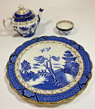 Booths Real Old Willow | 4-Piece Set w Teapot & Lid | England | A8025 | Chipped picture
