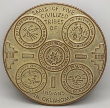 Frankoma Pottery Seals Of 5 Civilized Tribes Of Indians In Oklahoma Trivet USA picture