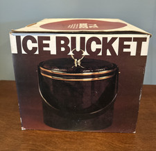 Vintage Ice Bucket Vinyl MCM Barware Insulated New Open Box 7in picture