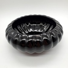 PLANTER BOWL RIBBED SCALLOPED DESIGN - HAEGER ?  Black round.  Not marked picture