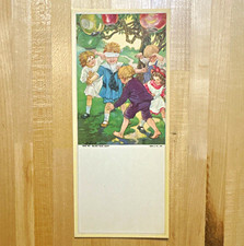 Vintage Illustrated Pink Ink Blotter, Children Playing Game, Blank Back picture