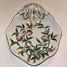 Vintage Japanese Kutani porcelain shell shaped peaches small serving tray picture