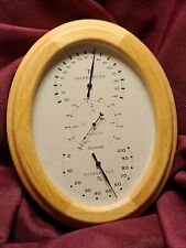 Oak Analog Weather Station Thermometer & Barometer Hydrometer Wall / Table picture
