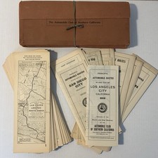 Vintage 1910s Automobile Club Southern California 86 Strip 18 Fold Out Maps Lot picture
