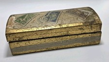 VTG Italian Florentine Divided Stamp Box Hinge Dome Lid Desk Accessory Distress picture
