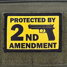 Protected By Second Amendment Patch Moral Tactical  Army USA Flag Hook & Loop picture