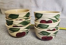 Watt Pottery Apple Custard Cups Set Of 6 Vintage Hand Painted Cups picture
