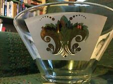 antq/vntg LG glass punch bowl w/frosted fleur de lis panels, MCM /very HEAVY picture