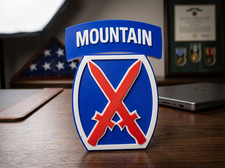 US Army 10th Mountain Division Wall Shelf 3D Sign Military Decor picture