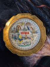 Vintage Sabin-Crest O Gold-Warranted 22K Iowa Souvenir State Collector Plate picture