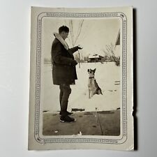 Vintage 1920s Photo JACK and his DOG in the SNOW FT COLLINS COLORADO picture