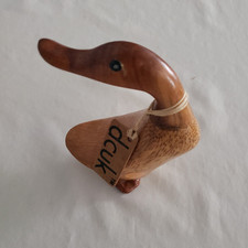 DCUK Wooden Duck Figurine TED WITH NAME TAG PLATE 6.5