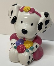 Vtg Sanrio Spottie Dottie Dog Coin Bank Ceramic Flowers Hello Kitty 1990s RARE picture