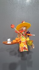 Handmade  OOAK Kitchen Witch Dressed with Broom Doll Whimsical Halloween 6  inch picture