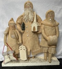 Handmade Santa Primitive figurines Felt Folk Art Christmas Decor 1999 15 X 14 In picture