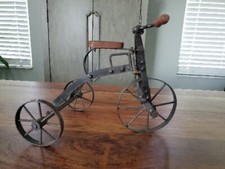 VTG Miniature Small Tricycle Functioning Wrought Iron & Wood Rustic Art Decor 9