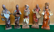 Lot of 5 Vintage Mexican Paper Mache Villagers Peasant Folk Art Figures 12
