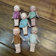 Tiny Bisque Dolls Clothes Jointed Arms -Occupied Japan Set 5 picture
