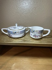RARE  1950’s Lenox Ming Asian Green Laurel Wreath Mark Sugar & Creamer picture
