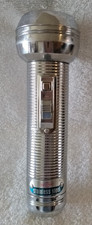 Vintage Ray-O-Vac Stainless Steel Ribbed Flashlight W/ Flash Button Working picture