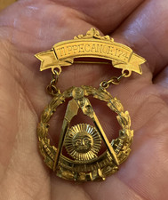 Vintage 10K Yellow Gold Masonic Past Master’s Jewel Tippecanoe Lodge No 174 pin picture