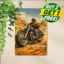 Vintage Motorcycle Rider Freedom Highway Retro Metal Tin Sign Wall Decor 8x12 picture