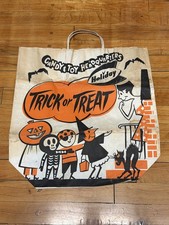 BIG VTG MCM Halloween Trick Or Treat Bag Candy Sack Holiday Gas Station Stores picture