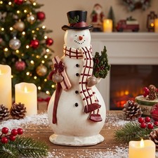 Rustic Vintage Resin Christmas Snowman Figurine - 7.87