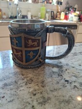 Ebros Lion And Fleur De Lis Coat Of Arms Crusader Knight Drinking Mug Cup Decor picture