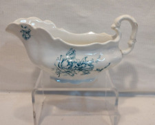 Antique Homer Laughlin Colonial White Sauce Boat / Gravy Dish with Green Roses picture