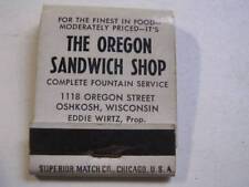 1950's The Oregon Sandwich Shop Eddie Wirtz Oshkosh WI (w/ 19 Matches) Matchbook picture