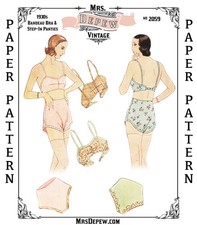 Vintage Sewing Pattern Lingerie Set 1930s Bra Tap Panties 30-46 Inch Bust #2059 picture
