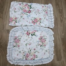 Waverly Belle Rive Floral Pillow Shams Set of 2 Ruffled Eyelet Roses Vintage picture