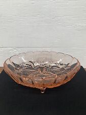 VINTAGE LARGE PINK INDIANA GLASS CO HARVEST FRUIT OVAL FOOTED BOWL picture