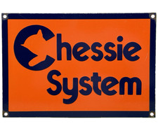 VINTAGE CHESSIE SYSTEM RAILROAD PORCELAIN SIGN TRAIN STATION GAS OIL picture