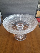 Vintage Bohemian Cut Queen Lace Crystal 10” Wide Centerpiece Compote 8
