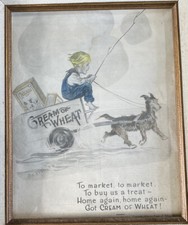 VTG 1916  Cream of Wheat Ad  Leslie Wallace Original Framed Wagon Kid Dog Signed picture
