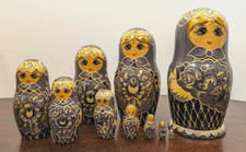 1993 Russian Sergiev Posad Matryoshka Nesting Dolls Set of 10 Signed 8